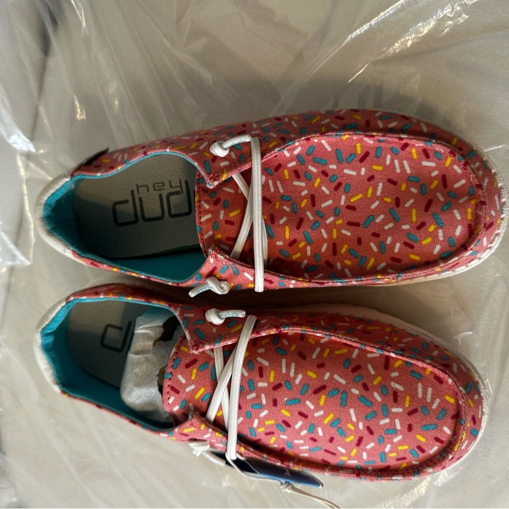 Hey Dude Kids Coral Pink Sprinkle-Print Slip-On Moccasins